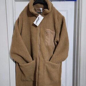 Asos Violet Romanace Teddy Bear Coat, Sand colour, UK Size 18, New with size:xxx